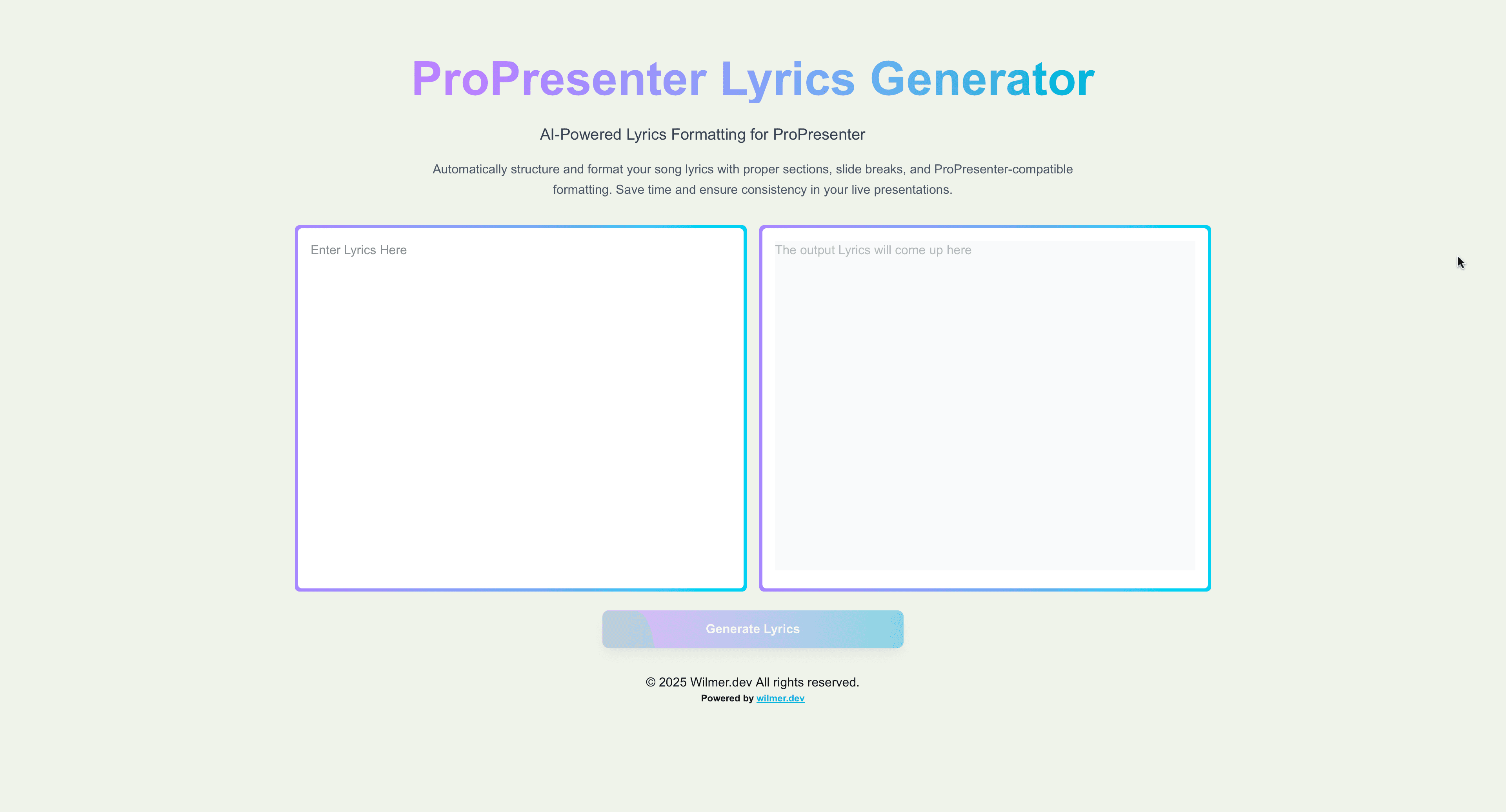 Pro-Presenter Lyrics Generator screenshot